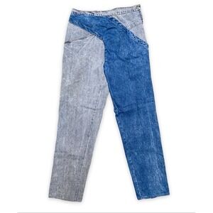 VTG 80s Sue Brett Jeans Denim Work Two Tone Unique 32x33 USA Made Scovill Zip